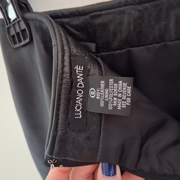 *SOLD*Black Genuine Leather Pencil Skirt - Picture 6 of 6